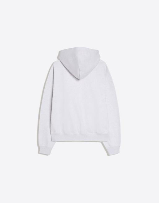 Bershka - Sweat à capuche basique coupe carrée - Gris clair, 6 de 6