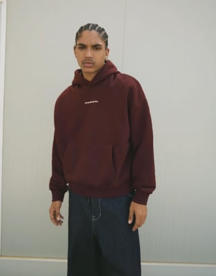 Bershka - Sweat à capuche coupe carrée à imprimé - Marron-Brown