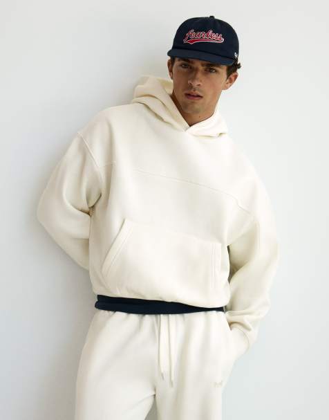 Bershka - Sweat à capuche coupe carrée - Blanc - view 1
