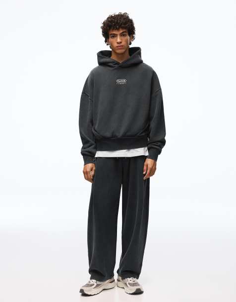 Bershka - Sweat à capuche coupe carrée - Noir délavé - view 1