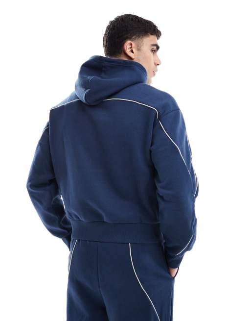 Bershka Sweat à capuche d'ensemble à liseré Bleu ASOS