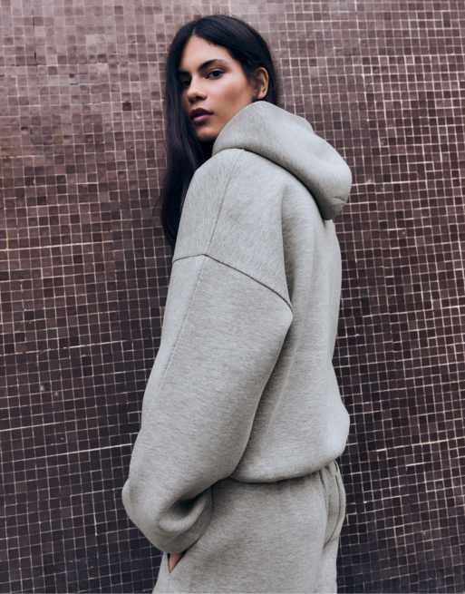 Bershka sweat à capuche en tissu gris clair, 3 de 5