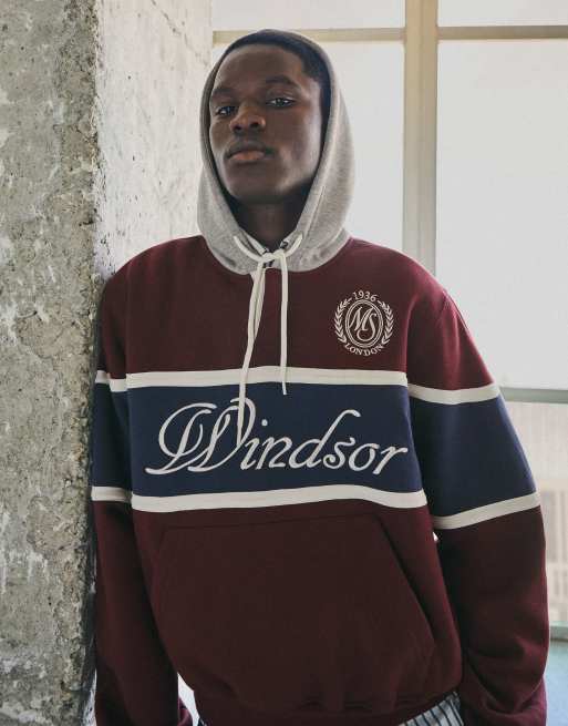 Bershka sweat à capuche imprimé contrasté bordeaux, 4 de 6