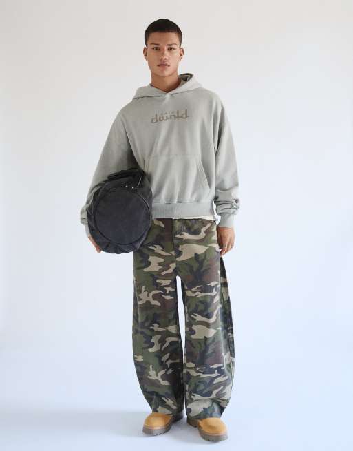 Bershka sweat à capuche imprimé délavé sable, 3 de 5