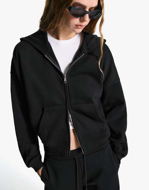 Bershka - Sweat à capuche oversize à fermeture éclair - Noir - view 1