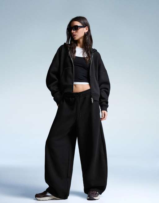 Bershka Sweat à capuche oversize à fermeture éclair Noir ASOS