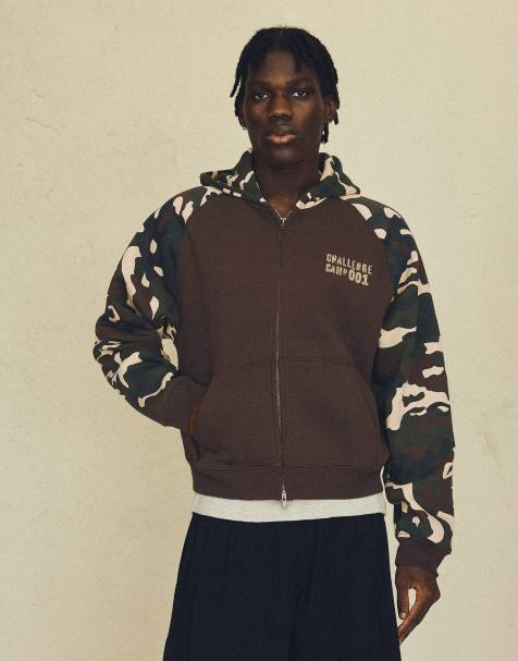 Bershka sweat à capuche raglan imprimé camouflage - view 1