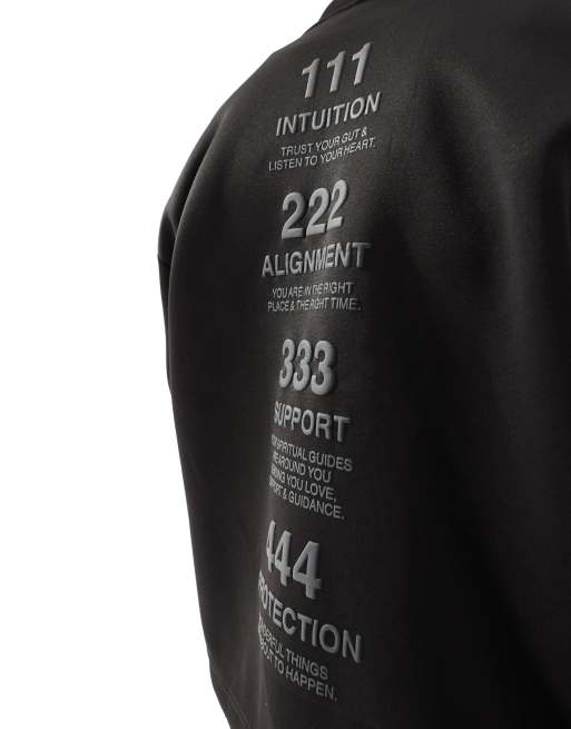 Bershka - Sweat à capuche technique à imprimé ton sur ton et fermeture éclair - Noir, 3 de 4