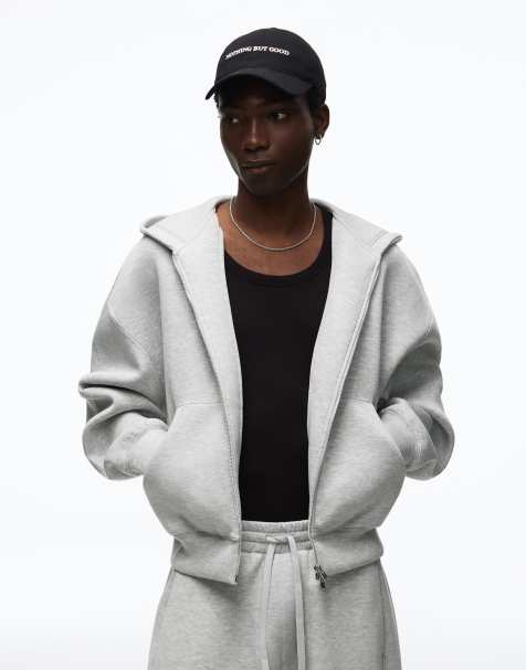 Bershka - Sweat à capuche technique zippé - Gris clair - view 1
