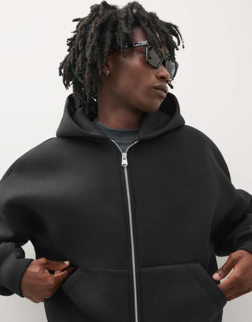 Bershka - Sweat à capuche technique zippé - Noir, 3 de 5