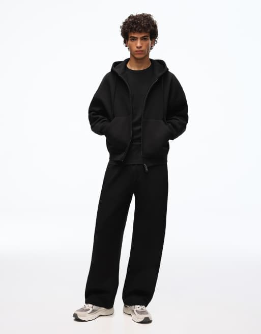 Bershka - Sweat à capuche zippé coupe carrée - Noir, 6 de 7