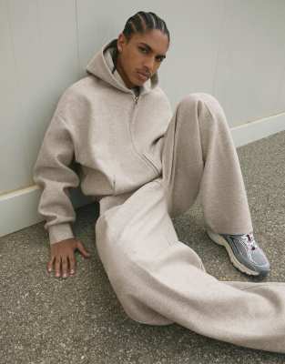 Bershka - Sweat à capuche zippé en feutre texturé - Gris clair