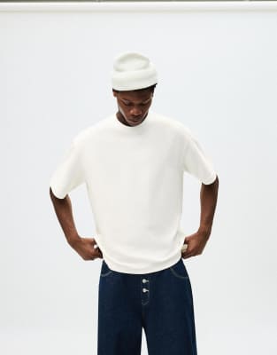 Bershka - Sweat à manches courtes - Blanc