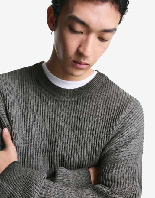 Bershka Boxy fit sweater in black