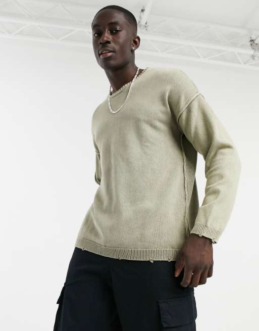 Bershka - Sweat délavé - Beige