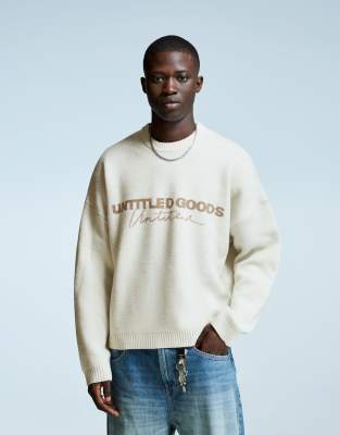 Bershka - Sweat imprimé en jacquard - Blanc