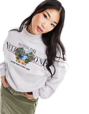 Bershka oversized 'Yellowstone' sweatshirt in grey marl - ASOS Price Checker