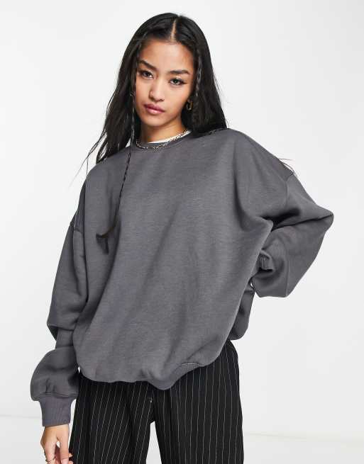 Bershka - Sweat oversize - Gris foncé