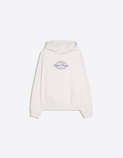 Bershka sweat-shirt à capuche imprimé écru, 5 de 5