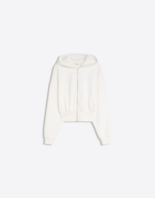 Bershka sweat-shirt à capuche zippé avec ceinture en écru, 5 de 5