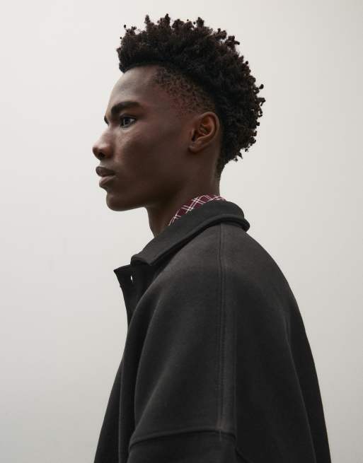 Bershka sweat-shirt à col polo boutonné noir, 2 de 5