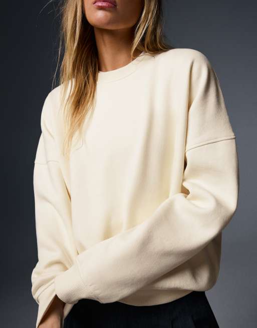 Bershka sweat-shirt col rond blanc, 4 de 5