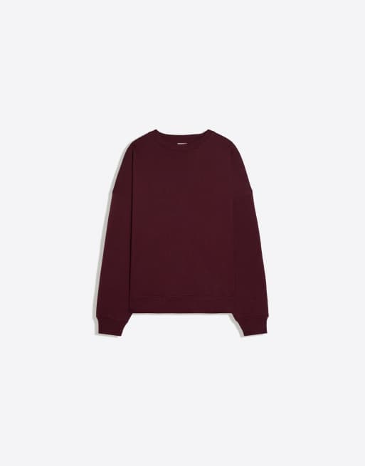 Bershka sweat-shirt col rond bordeaux, 5 de 5