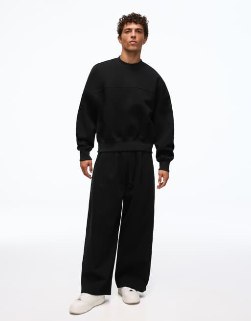Bershka sweat-shirt coupe carrée à col rond noir, 4 de 6