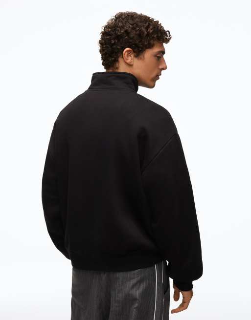 Bershka sweat-shirt demi-zip noir, 3 de 5