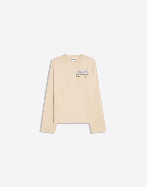 Bershka sweat-shirt imprimé à col rond beige, 5 de 5