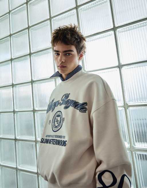 Bershka sweat-shirt imprimé à col rond blanc, 2 de 5