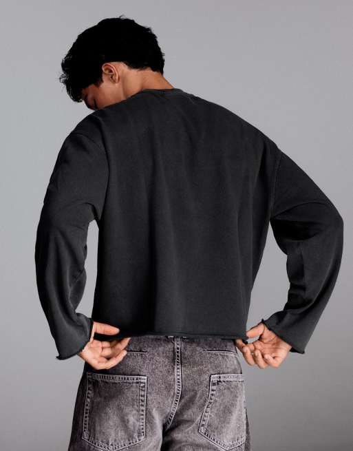 Bershka sweat-shirt imprimé à col rond noir, 4 de 5