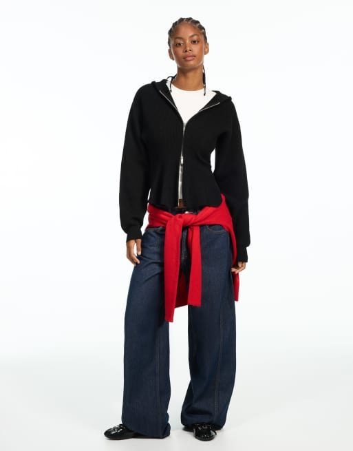 Bershka sweat-shirt péplum à capuche noir, 2 de 6