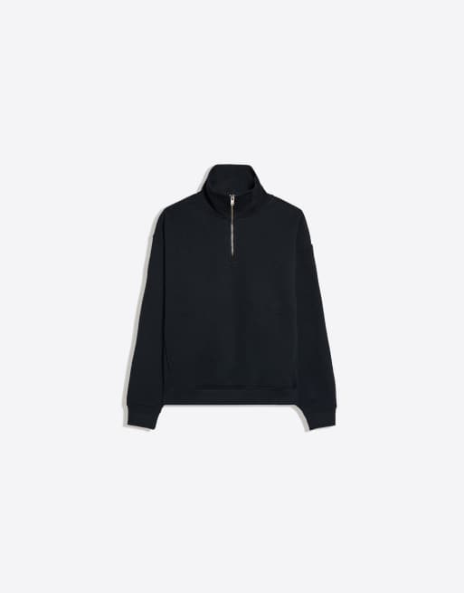Bershka - Sweat-shirt zippé à col montant - Bleu marine, 5 de 5