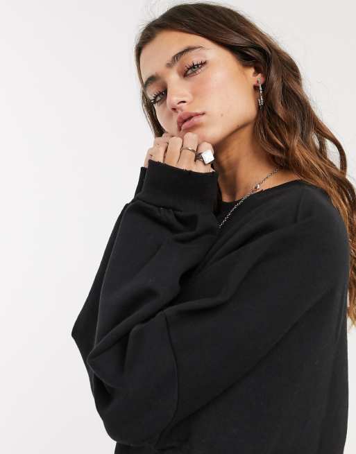 Bershka sweat top in black ASOS