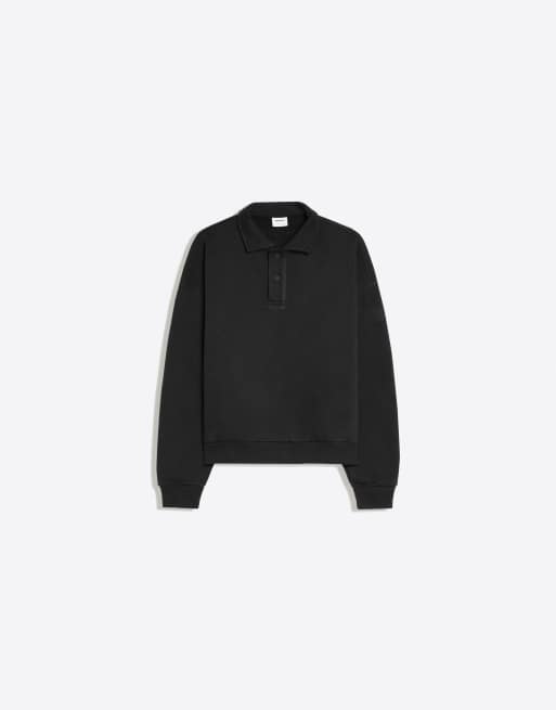 Bershka sweater met polokraag en knopen in zwart, 5 van 5