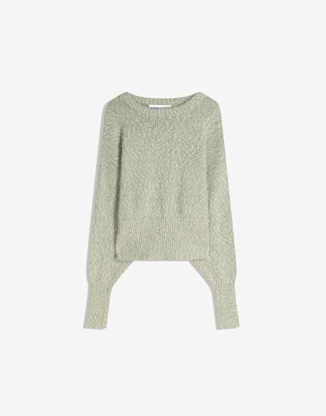 Bershka Sweater with full-bodied sleeves in light green