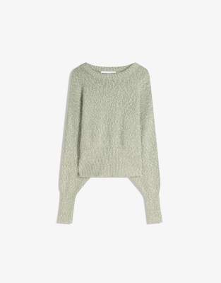 Bershka - Sweatshirt in Hellgrün mit weiten Ärmeln
