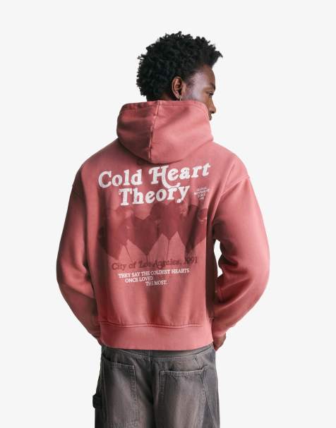 Bershka – Sweatshirt in verwaschenem Rosa mit verblasstem Effekt und Print - view 1
