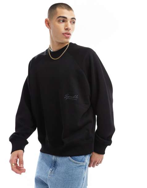 Bershka - Sweatshirt in zwart met print in dezelfde tint - view 1