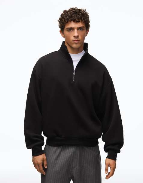 Bershka sweatshirt med halv dragkedja i svart - view 1