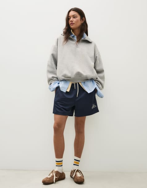 Bershka sweatshirt med høj hals og lynlås i lysegrå - view 1