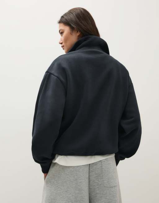 Bershka sweatshirt med hög krage och dragkedja i marinblått, 3 av 5