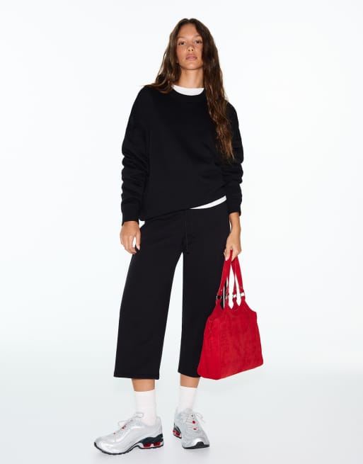 Bershka sweatshirt med rund hals i svart, 2 av 5
