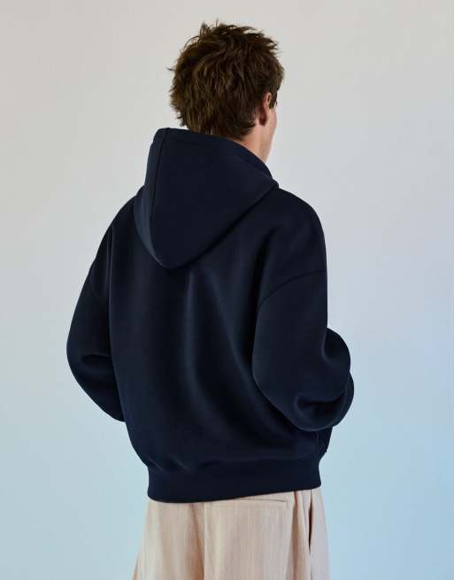 Bershka sweatshirt met capuchon en contrasterende print in marineblauw, 4 van 7
