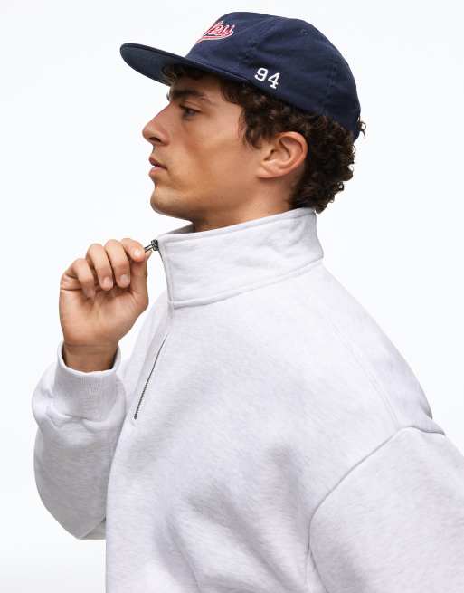 Bershka sweatshirt met halve rits in lichtgrijs, 4 van 5