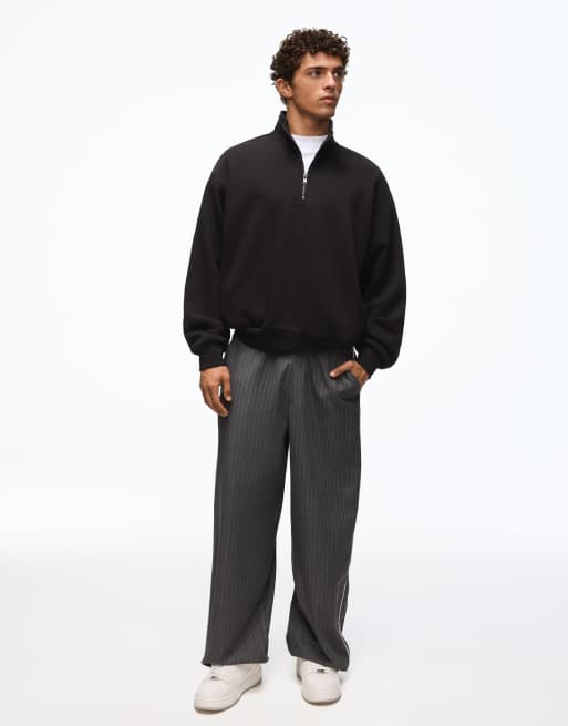 Bershka sweatshirt met halve rits in zwart, 2 van 5