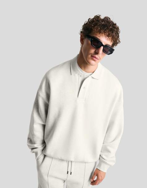 Bershka - Sweatshirt met polokraag in lichtgrijs - view 1