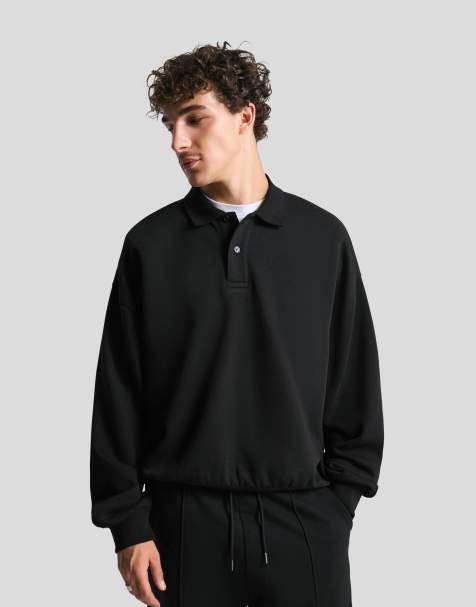 Bershka - Sweatshirt met polokraag in zwart - view 1
