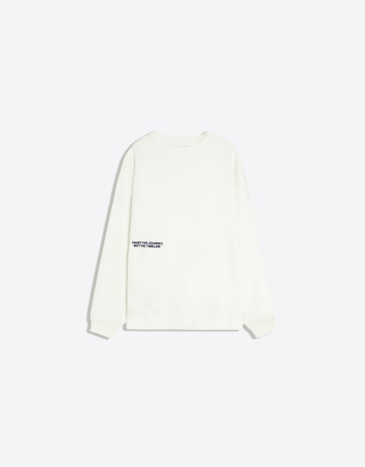 Bershka sweatshirt met ronde hals en print in kaki, 5 van 5